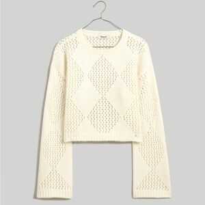 NWOT Madewell Diamond Stitch Crewneck Crop Sweater